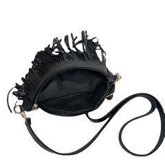 Retro Tassel Messenger Bag for Women Spring PU Leather Shoulder Bag