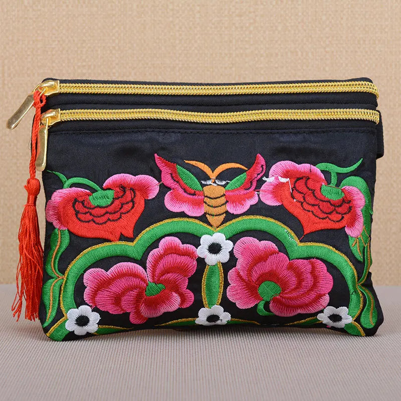 Embroidered Canvas Waist Bag for Women Travel