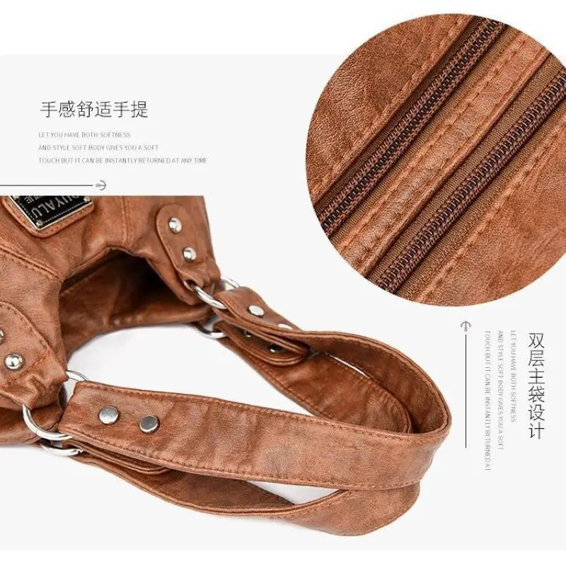 Retro Waterproof Leather Motorcycle Bag European and American Shoulder Bag