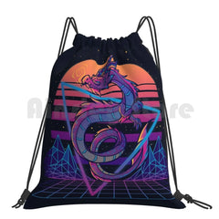 Retrowave Dragon Backpack Drawstring Bag Outrun