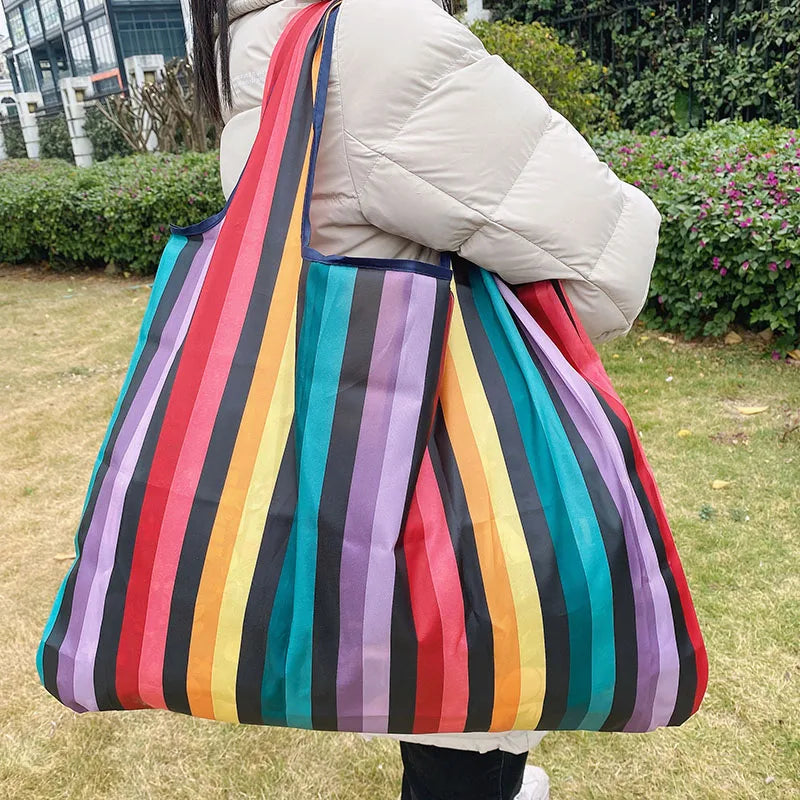 Large Washable Grocery Bags Foldable Nylon Heavy-Duty Handbags