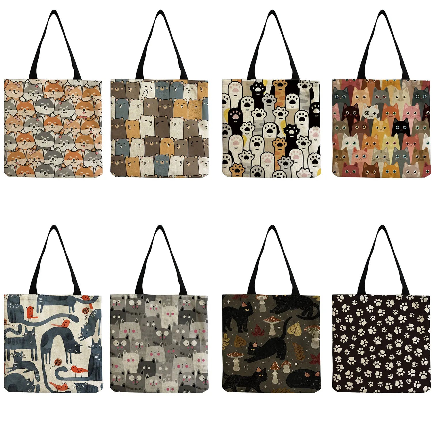 Foldable Cat Print Shopper Bag Eco Tote