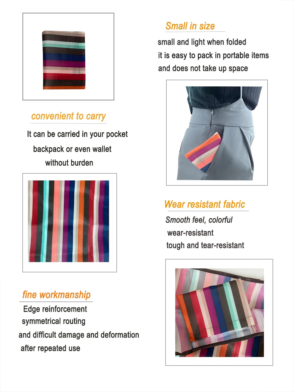 Reusable Eco-Friendly Tote Bag Durable Nylon Foldable Travel Shoulder Bag