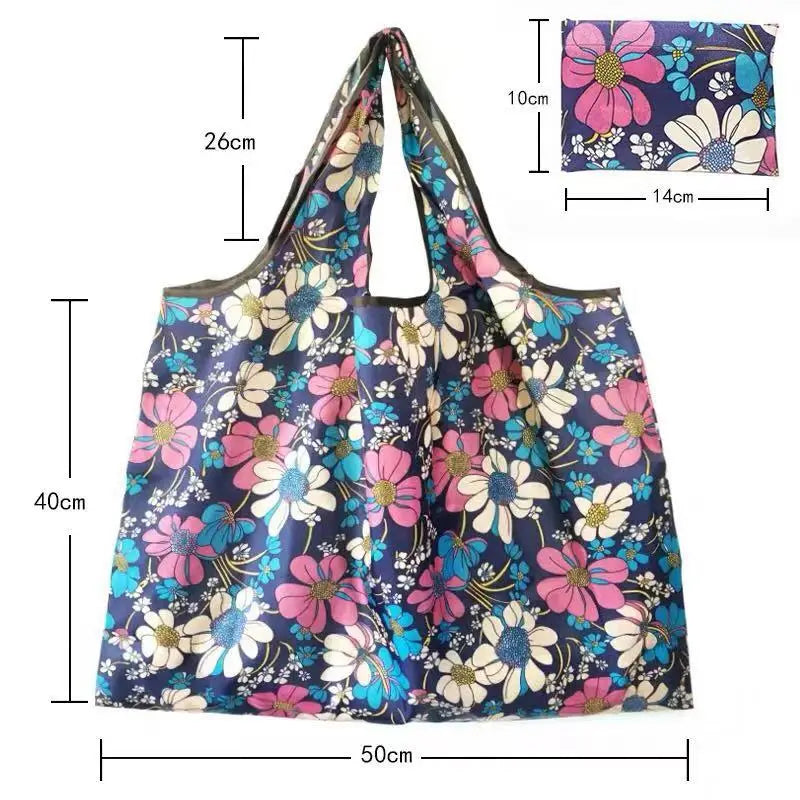 Reusable Eco-Friendly Tote Bag Durable Nylon Foldable Travel Shoulder Bag