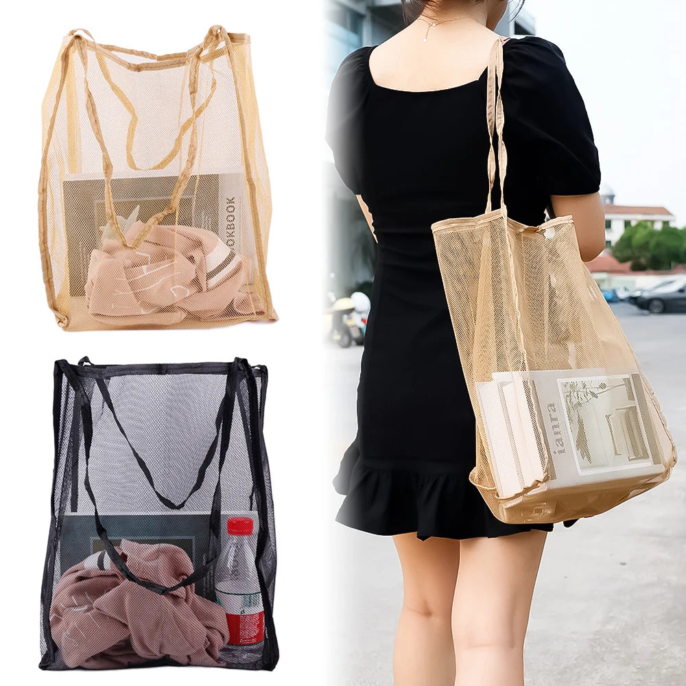 Mesh Beach Toys Bag Foldable Shopping Bags For Grocery Towel