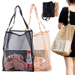 Mesh Beach Toys Bag Foldable Shopping Bags For Grocery Towel