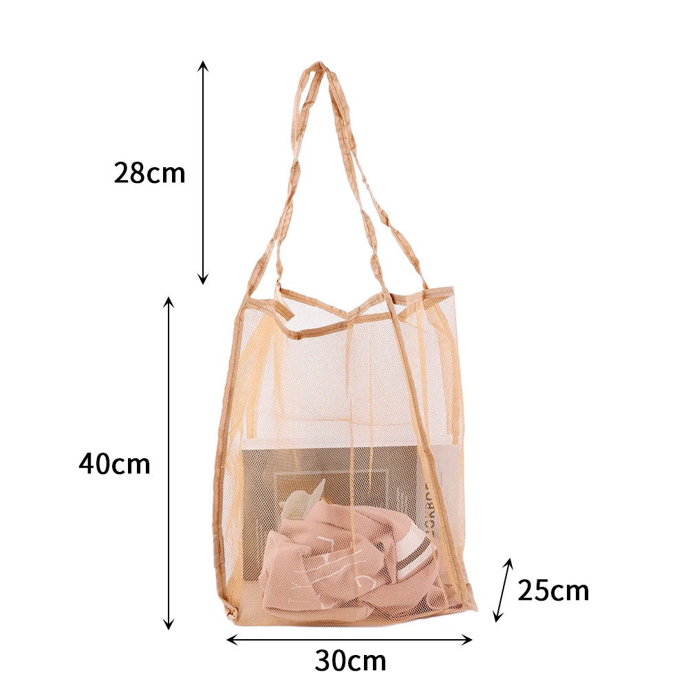 Mesh Beach Toys Bag Foldable Shopping Bags For Grocery Towel