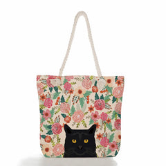 Floral Print Shoulder Bag Women Handbags Reusable Shopping Bags