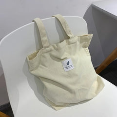 Corduroy Shoulder Bag Casual Tote Handbag