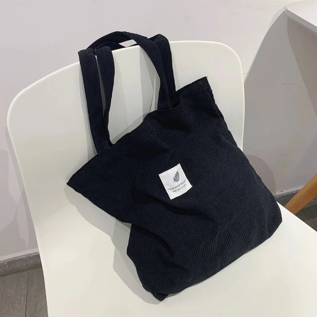 Corduroy Shoulder Bag Casual Tote Handbag