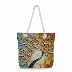 Thick Rope Shopping Bag Cherry Blossom Oil Paint Tote