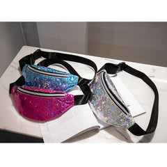 Sequins Glitter Waist Bag for Women Girls Fanny Pack Pouch Hip Purse Satchel