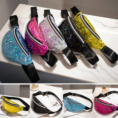 Sequins Glitter Waist Bag for Women Girls Fanny Pack Pouch Hip Purse Satchel