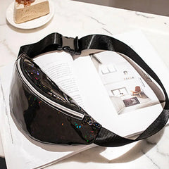 Sequins Glitter Waist Bag for Women Girls Fanny Pack Pouch Hip Purse Satchel