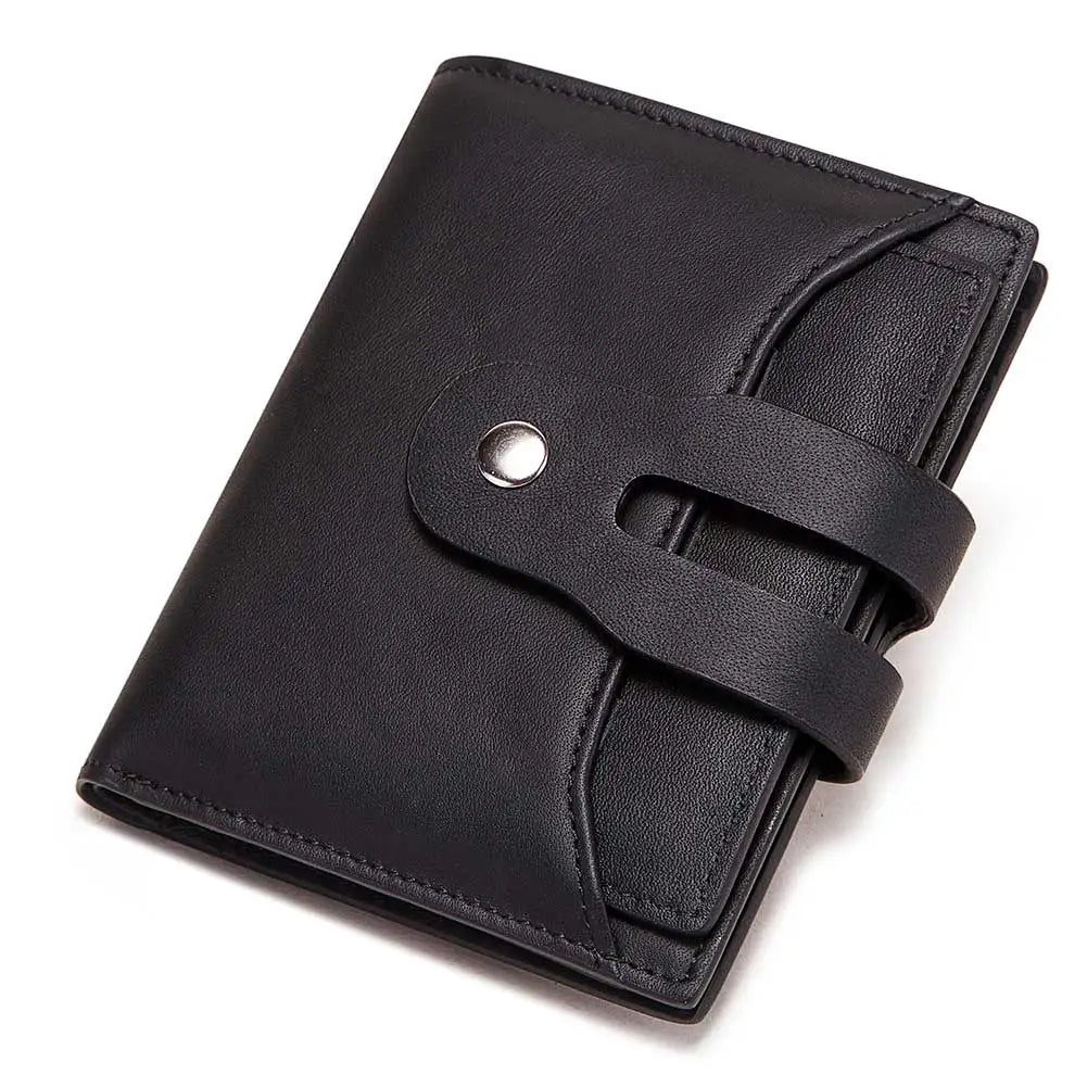 RFID Cow Leather Wallet Men Short Purse Male Slim Portomonee Small Min Walet