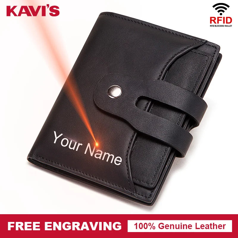 RFID Cow Leather Wallet Men Short Purse Male Slim Portomonee Small Min Walet
