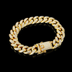 Rhinestone Bracelet Cuban Link Silver Jewelry Bracelet