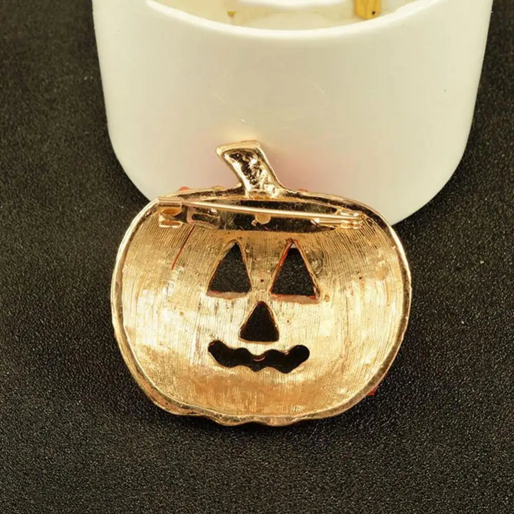 Hollow Pumpkin Rhinestone Brooch Pin for Christmas Halloween