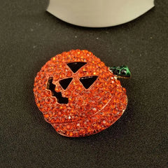 Hollow Pumpkin Rhinestone Brooch Pin for Christmas Halloween