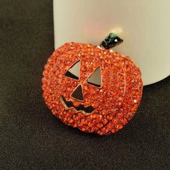 Hollow Pumpkin Rhinestone Brooch Pin for Christmas Halloween