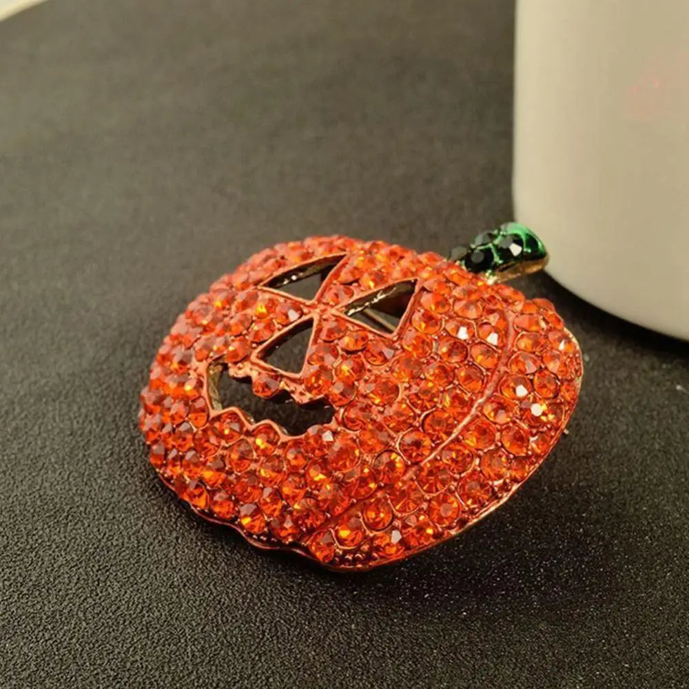 Hollow Pumpkin Rhinestone Brooch Pin for Christmas Halloween