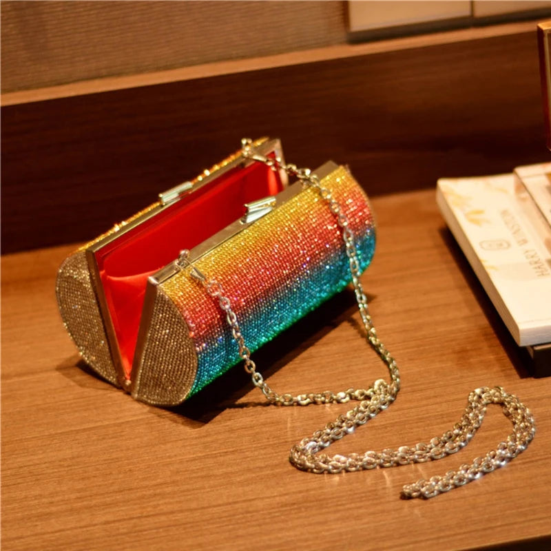 Rhinestone Chain Evening Shoulder Bag for Women Wedding Party Clutch Purse