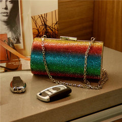 Rhinestone Chain Evening Shoulder Bag for Women Wedding Party Clutch Purse