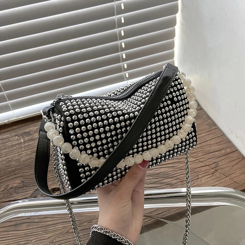 Rhinestone Diamond Chain Crossbody Bag Women Messenger Clutch Purse