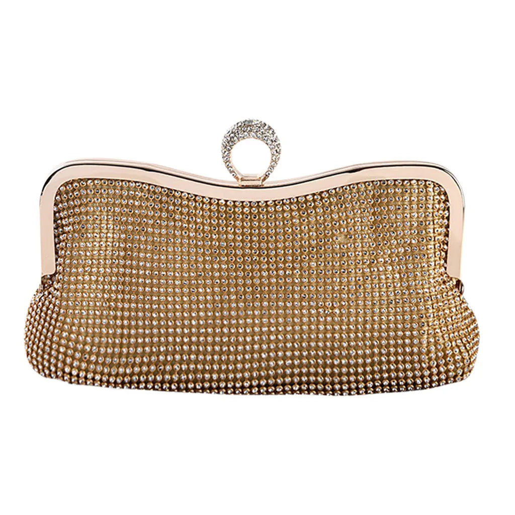 Rhinestone Evening Clutch Bag for Women Wedding Bridal Metal Bow Clutches Bags