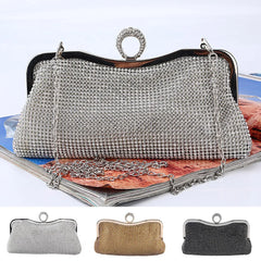 Rhinestone Evening Clutch Bag for Women Wedding Bridal Metal Bow Clutches Bags