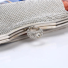 Rhinestone Evening Clutch Bag for Women Wedding Bridal Metal Bow Clutches Bags