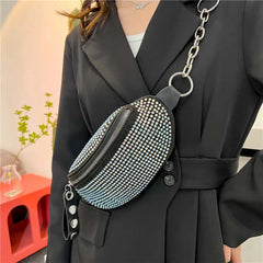 Sparkling Rhinestone Chain Crossbody Bag for Women