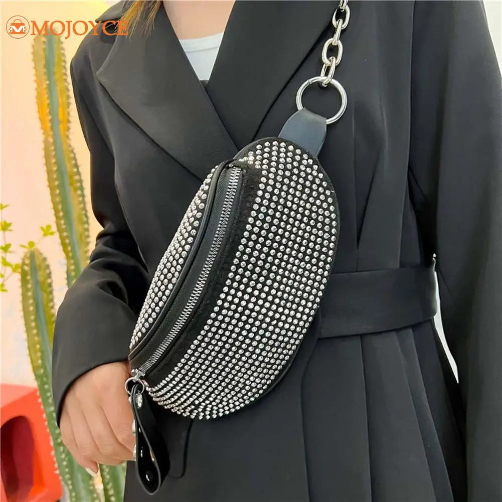 Rhinestone Fanny Waist Bag Chain Shoulder Bum Belt Phone Purse