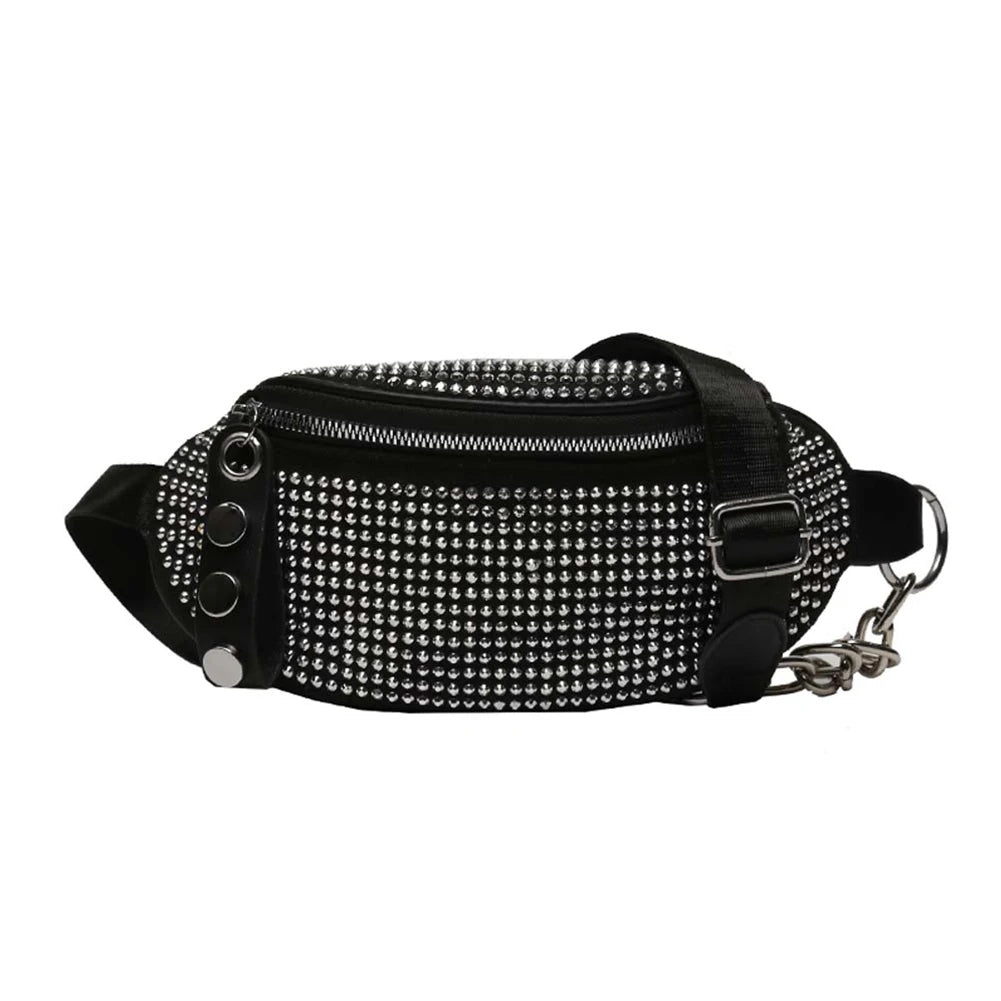 Rhinestone Fanny Waist Bag Chain Shoulder Bum Belt Phone Purse