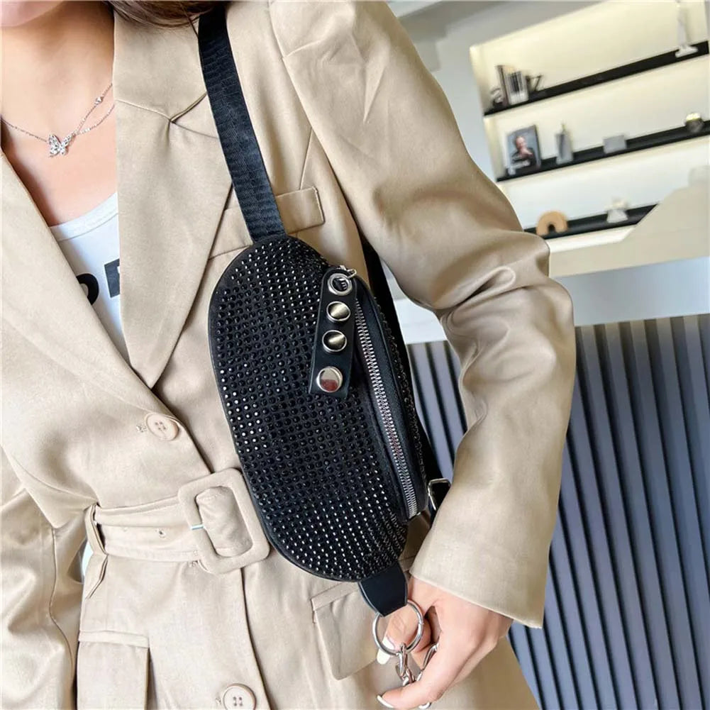 Rhinestone Fanny Waist Bag Chain Shoulder Messenger Bum Purse