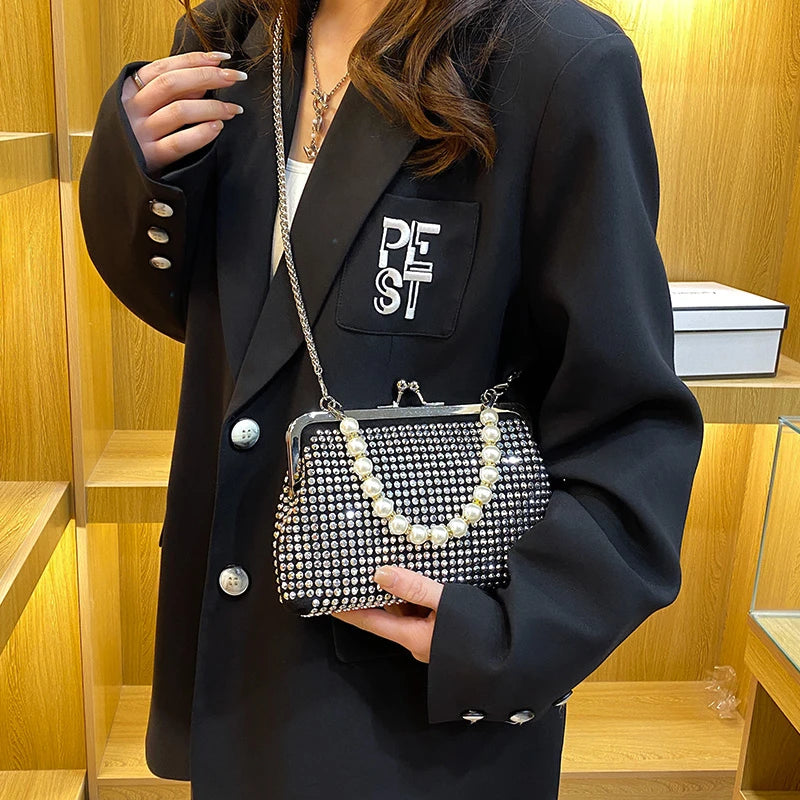 Crystal Crossbody Bag Chain Mini Waist bag Purses