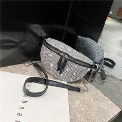 Rhinestone Waist Bag Fanny Chest Belt Pack Women Chain Crossbody