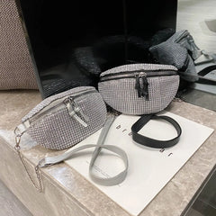 Rhinestone Waist Bag Fanny Chest Belt Pack Women Chain Crossbody