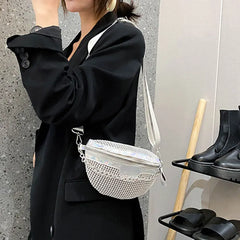 Silver Rhinestone Fanny Pack for Women