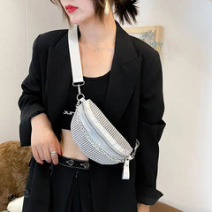 Silver Rhinestone Fanny Pack for Women