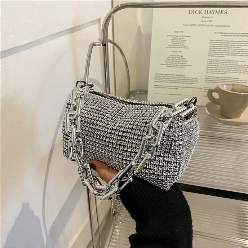 Rhinestone Women Bag Armpit Handbag Crossbody Shoulder Bag Female Shining Purse