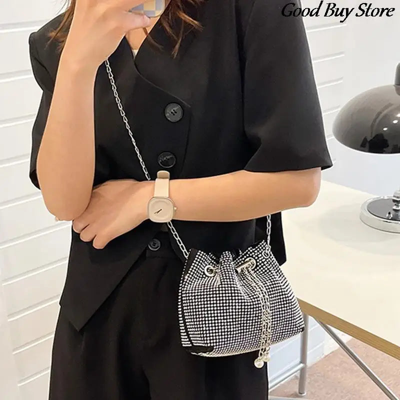 Silver Crystal Evening Clutch Bag for Women Party Wedding Purse