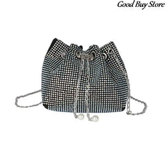 Silver Crystal Evening Clutch Bag for Women Party Wedding Purse