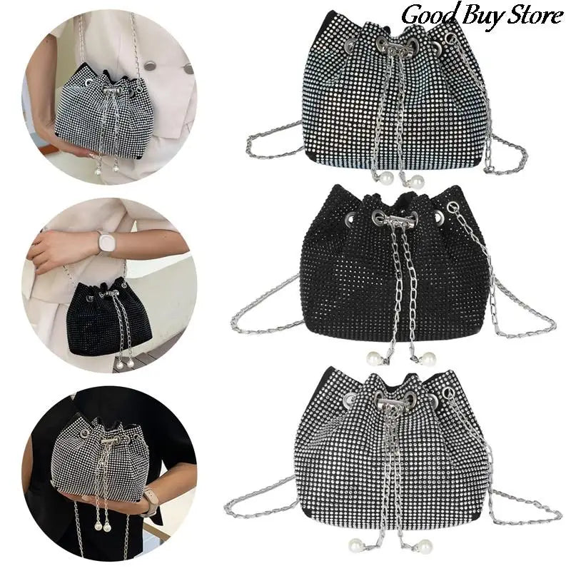 Silver Crystal Evening Clutch Bag for Women Party Wedding Purse