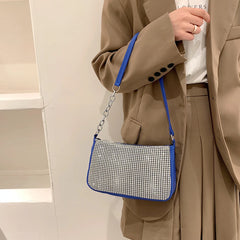 Rhinestones Shoulder Clutch Bag for Women PU Leather Evening Bag