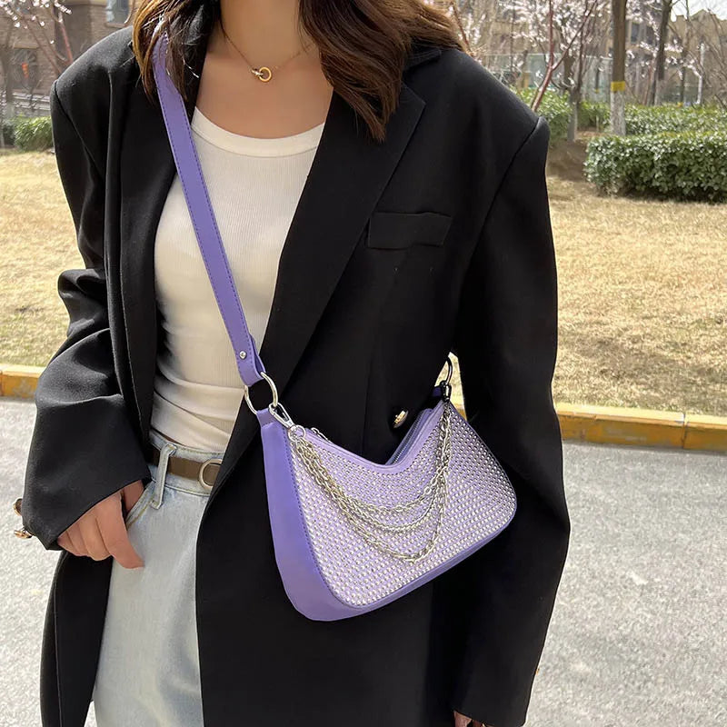 Small Rhinestone Crossbody Sling Bag for Women