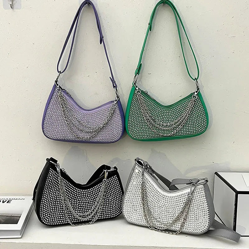 Small Rhinestone Crossbody Sling Bag for Women