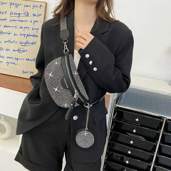 Rhinestones Small Fanny Pack Women Waist Pack Shoulder Crossbody Phone Purses