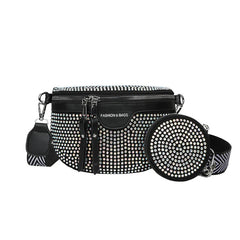 Rhinestones Small Fanny Pack Women Waist Pack Shoulder Crossbody Phone Purses