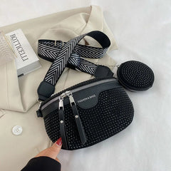 Rhinestones Small Fanny Pack Women Waist Pack Shoulder Crossbody Phone Purses
